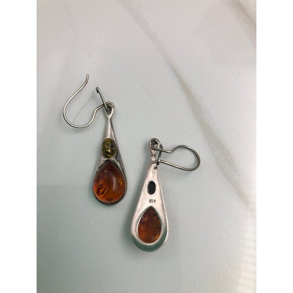silver and amber dangle earrings - Picture 5 of 6